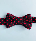 Black Red Heart Print Bow Tie Cat Collar