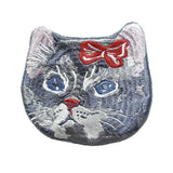 Nathalie Lété Pouch - embroidered grey cat