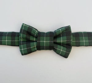 Xmas Green Plaid Print Bow Tie Cat Collar