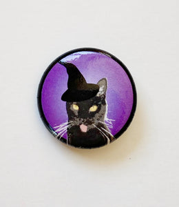 Witch City Kitty 1" Pin- Purple 2