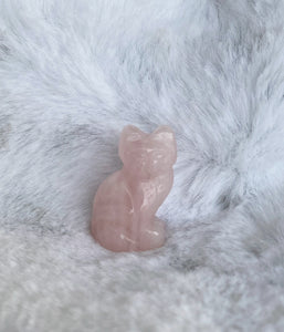 1” Rose Quartz Crystal Cat