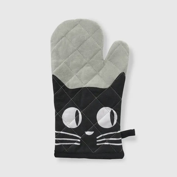 Big Eyes Black Cat Oven Mitt