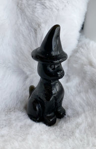 1.5” Obsidian Crystal Witch Cat