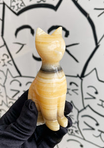 Medium zebra calcite Cat Carving