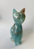 Large 4” Blue Onyx Cat crystal Carving