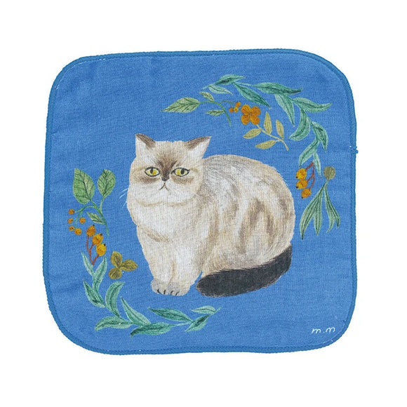 Cat washcloth -blue
