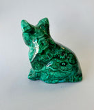 Large 3” Malachite cat crystal Carving