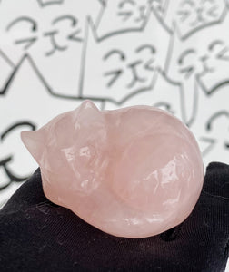 Rose Quartz Cat crystal Carving