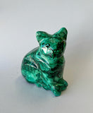 Large 3” Malachite cat crystal Carving