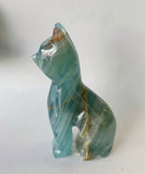 Large 4” Blue Onyx Cat crystal Carving