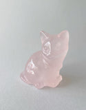 Sitting 2 “ rose quartz cat crystal Carving