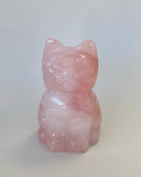 2.5” Rose Quartz Crystal Cat Carving