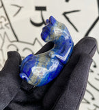 Lapis Lazuli waving Cat crystal Carving