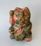 2.5” Unakite lucky Cat crystal Carving