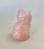 2.5” Rose Quartz Crystal Cat Carving