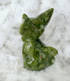 4” Nephrite Jade Bow tie Cat