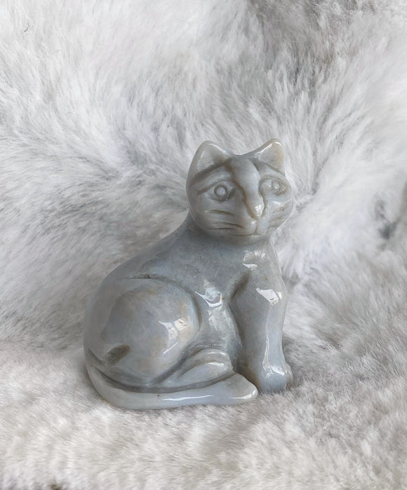 1.5” Blue Chaldecony Crystal Cat