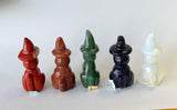 Medium 2” Assorted Crystal Witch Cat Carving