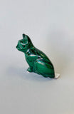 Small 1.5” Malachite cat crystal Carving