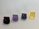 Tiny 1” Fluorite Crystal Lucky Cat Carving