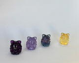Tiny 1” Fluorite Crystal Lucky Cat Carving