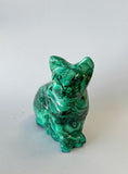 Large 3” Malachite cat crystal Carving