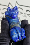 Lapis Lazuli waving Cat crystal Carving