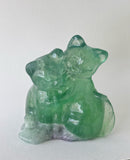 Large 3” Fluorite Hugging Cats crystal Carving