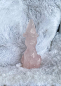 1.5” Rose Quartz Crystal Witch Cat