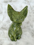 4” Nephrite Jade Bow tie Cat