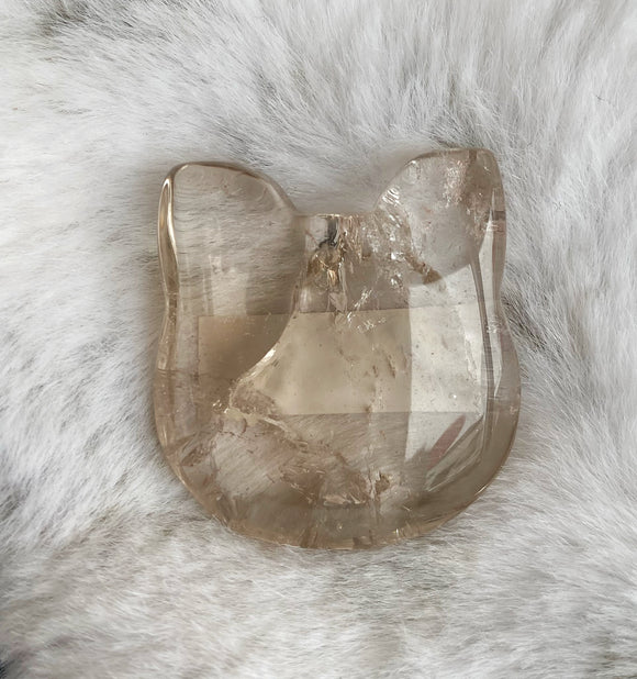 1.5” Smoke Quartz Cat Crystal