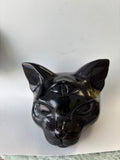 Huge 5” Obsidian Cat crystal Carving
