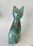 Large 4” Blue Onyx Cat crystal Carving
