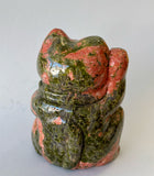 2.5” Unakite lucky Cat crystal Carving