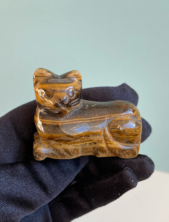 2” Tiger’s Eye Cat Carving