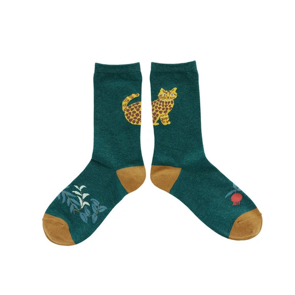 Cat socks - green