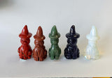 Medium 2” Assorted Crystal Witch Cat Carving