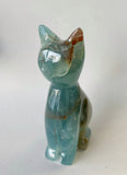 Large 4” Blue Onyx Cat crystal Carving