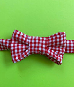 Red Plaid Bow Tie Cat Collar