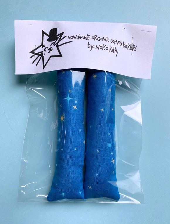 Catnip Cat Toy- blue Celestial Print Kickers