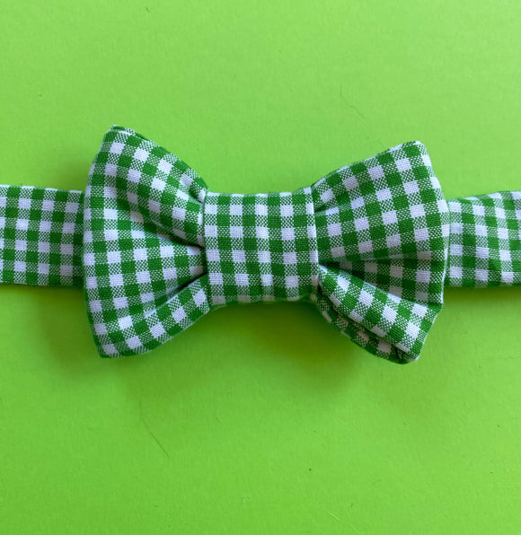 Green Plaid Bow Tie Cat Collar