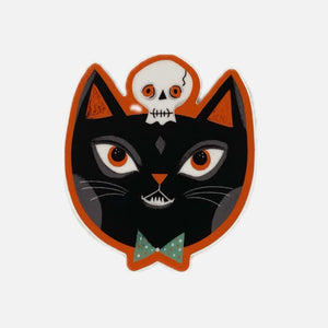 Black Skull Cat Sticker