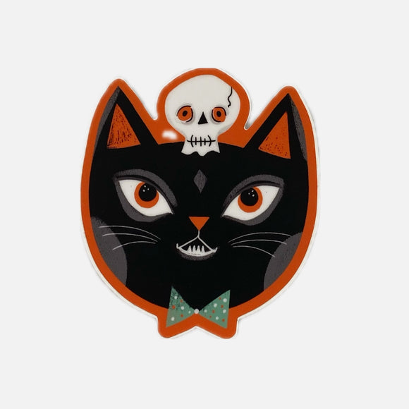 Black Skull Cat Sticker