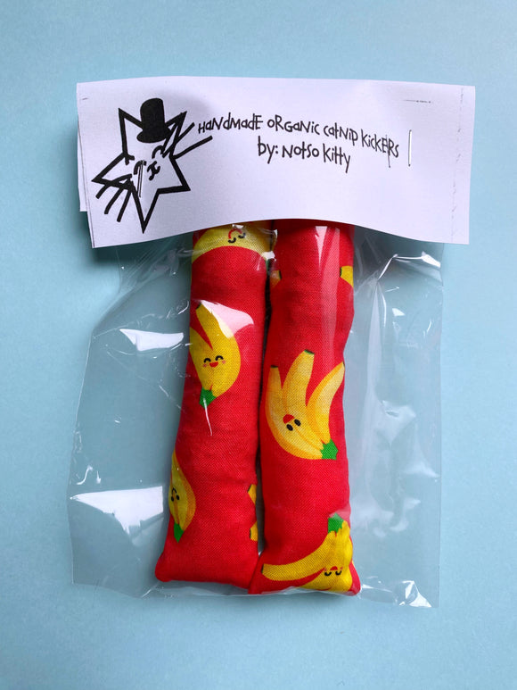 Catnip Cat Toy- Red Banana Print Kickers