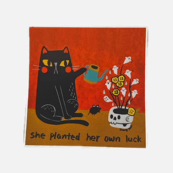 Planted luck Cat Sticker