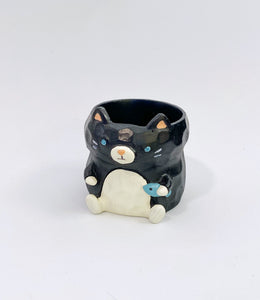 Mini flower pot cat- black