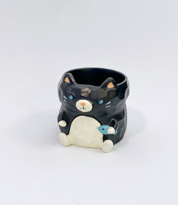 Mini flower pot cat- black