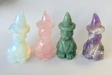 Large 3” Assorted Crystal Witch Cat Carving