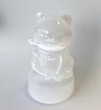 Large Selenite Lucky Cat Carving