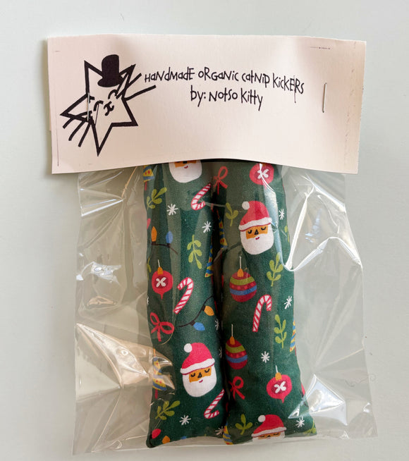 Catnip Cat Toy-Holiday Catnip Kickers -Santa print